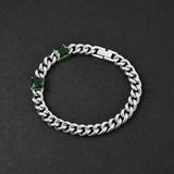 Cuban Envy Bracelet - Silver x Green 8mm