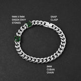 Cuban Envy Bracelet - Silver x Green 8mm