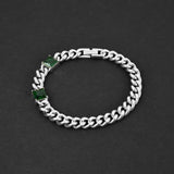Cuban Envy Bracelet - Silver x Green 8mm
