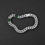 Cuban Envy Bracelet - Silver x Green 8mm