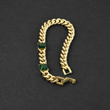 Cuban Envy Bracelet - Gold x Green 8mm