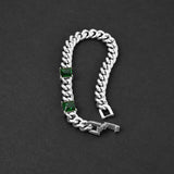 Cuban Envy Bracelet - Silver x Green 8mm
