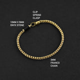 Franco Clip Bracelet - Gold x Onyx 3mm