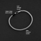 Franco Clip Bracelet - Silver x Onyx 3mm