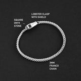 Franco Shield Bracelet - Silver x Onyx 3mm