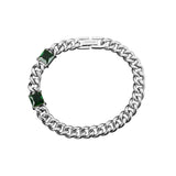 Cuban Envy Bracelet - Silver x Green 8mm