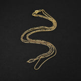 Duo Chain Necklace - Figaro x Box - Gold