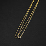 Duo Chain Necklace - Figaro x Box - Gold