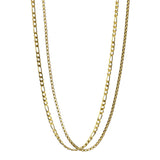 Duo Chain Necklace - Figaro x Box - Gold