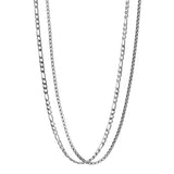 Duo Chain Necklace - Figaro x Box - Silver