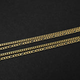 Duo Chain Necklace - Cuban x Figaro - Gold