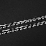 Duo Chain Necklace - Cuban x Figaro - Silver