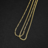 Duo Chain Necklace - Cuban x Figaro - Gold
