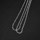 Duo Chain Necklace - Cuban x Figaro - Silver