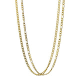 Duo Chain Necklace - Cuban x Figaro - Gold