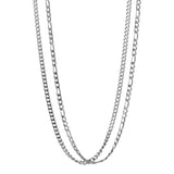 Duo Chain Necklace - Cuban x Figaro - Silver