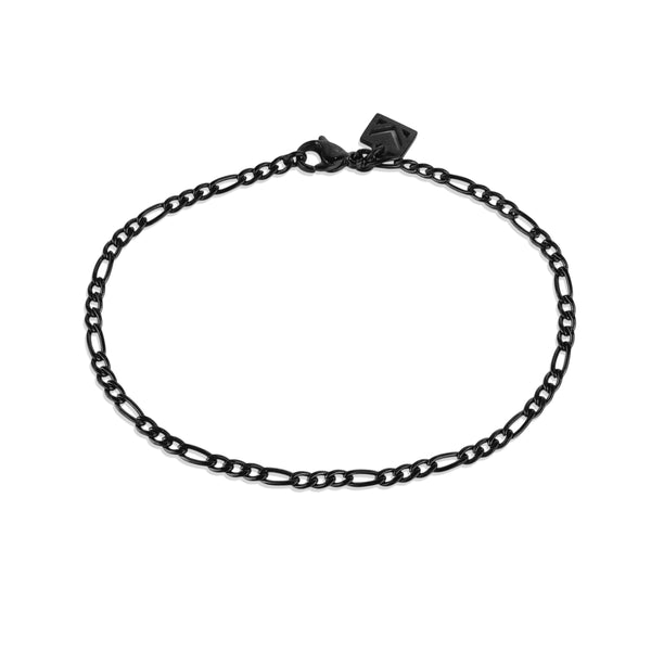 Figaro Chain Bracelet - Black 3mm