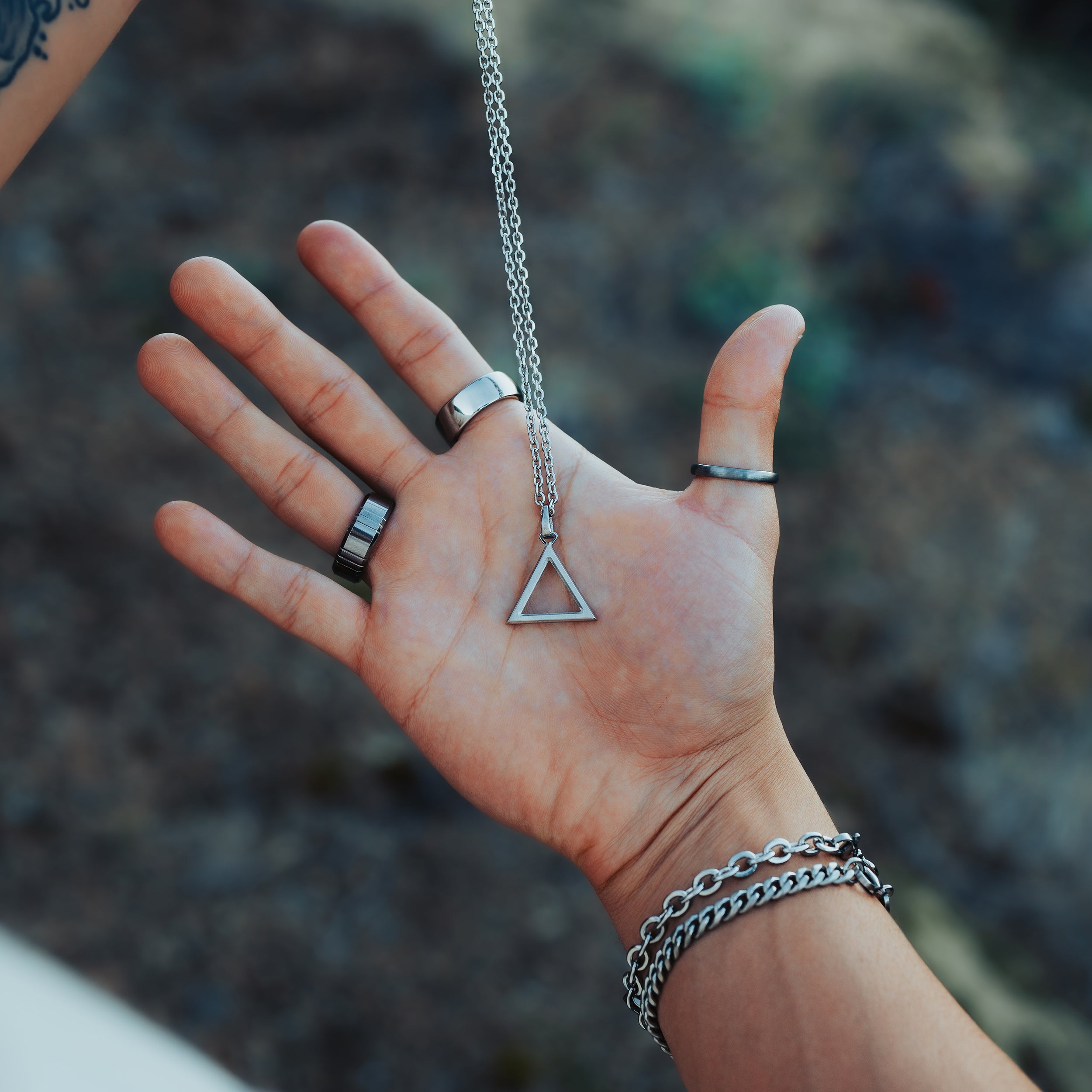 Triangle on sale necklace mens