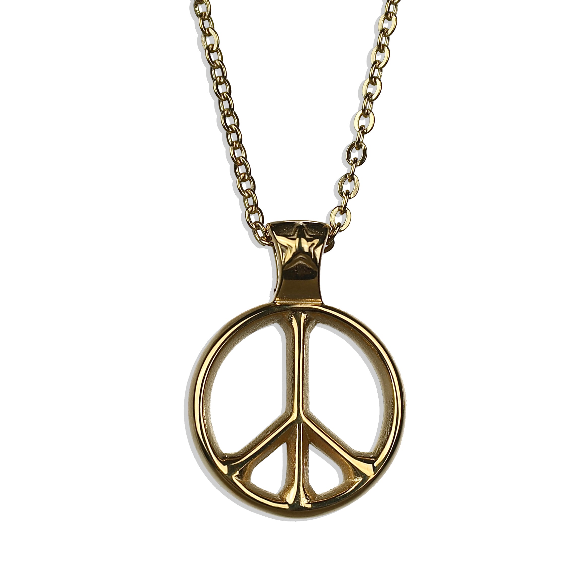 14K Yellow Gold Peace Sign Pendant Charm Necklace: 16458839425075 | Canada