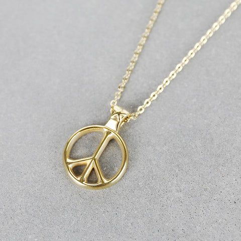 Peace Sign Necklace - Gold