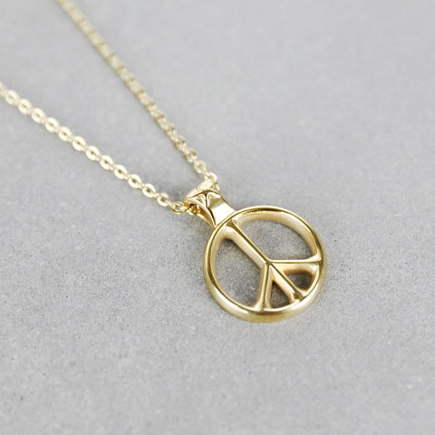 Peace Sign Necklace - Gold