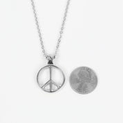 Peace Sign Necklace - Silver