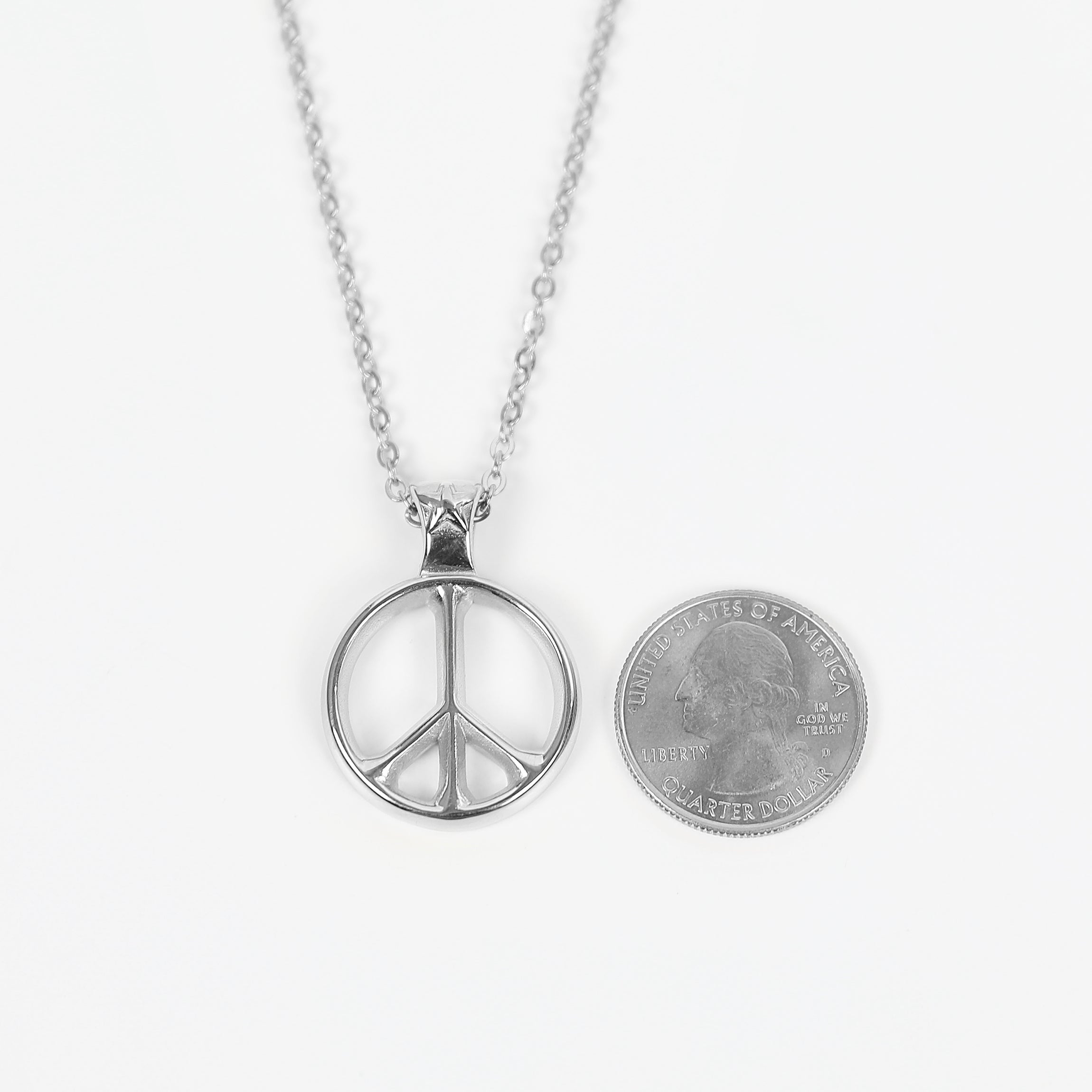 Peace Sign Necklace - Silver