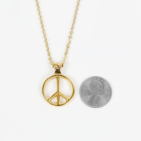 Peace Sign Necklace - Gold