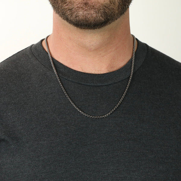 Box Chain Necklace - Burnish Silver 3.5mm