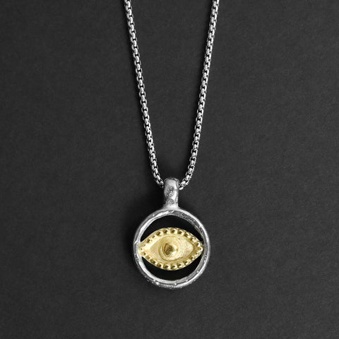 Evil Eye Necklace - Silver x Gold