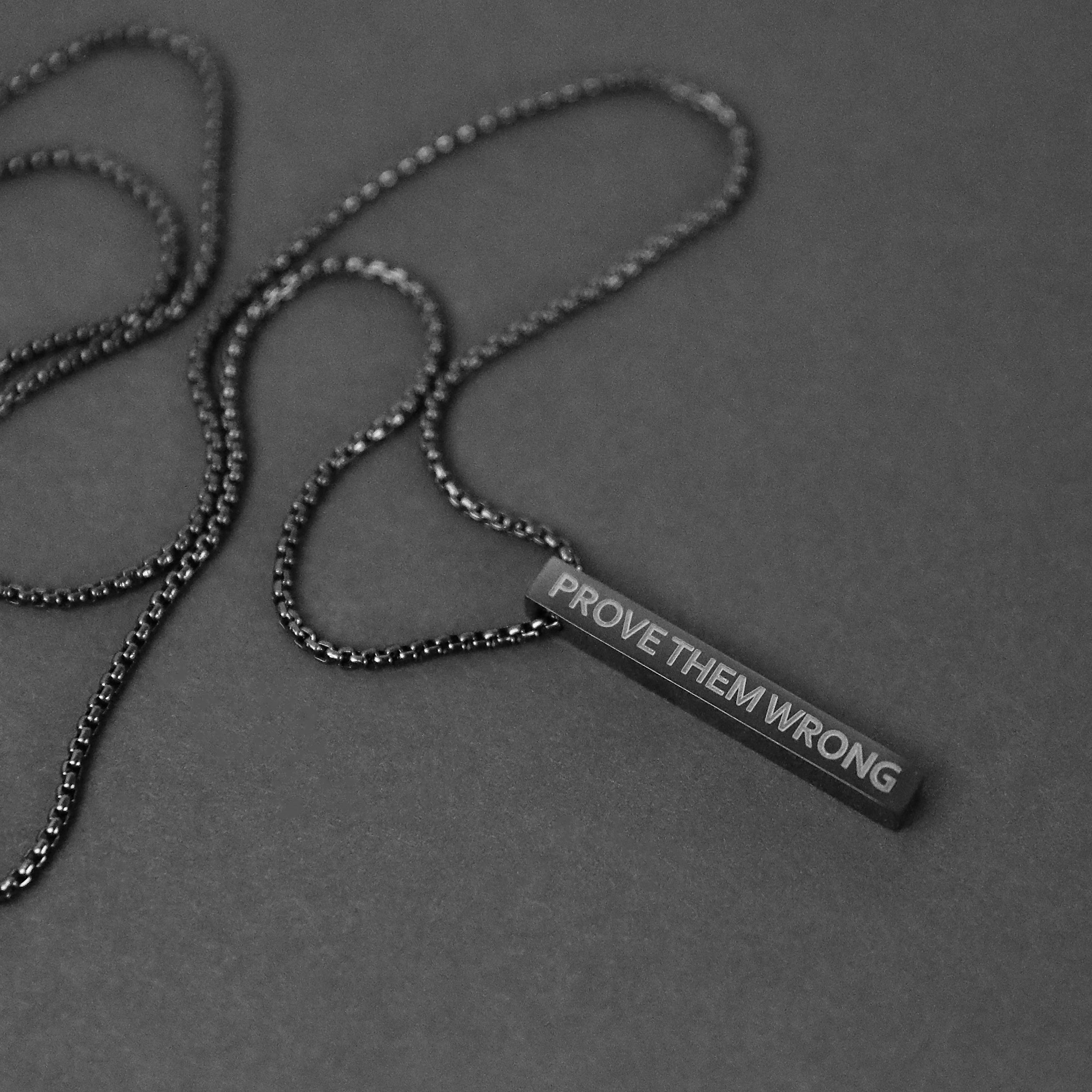 Bar Pendant Necklace - Black 5mm