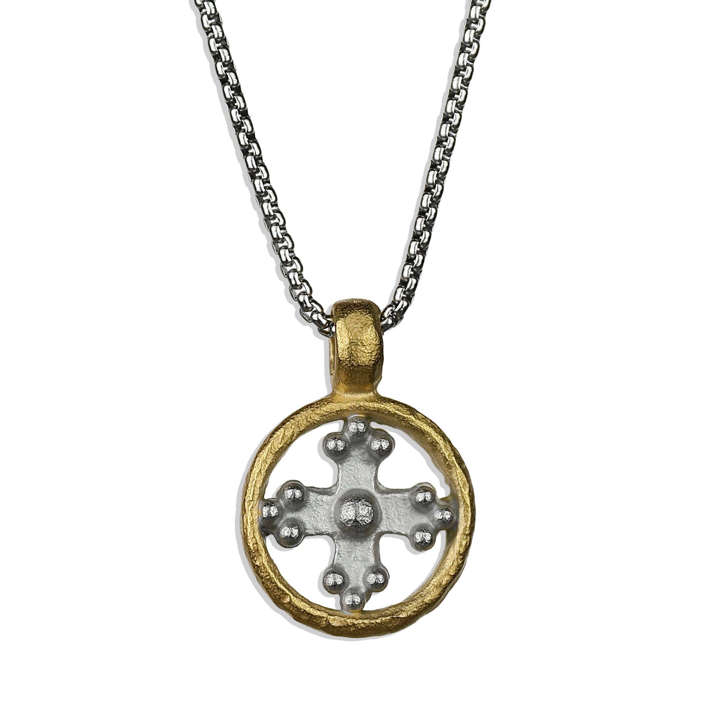 Greek Cross Necklace - Silver x Gold