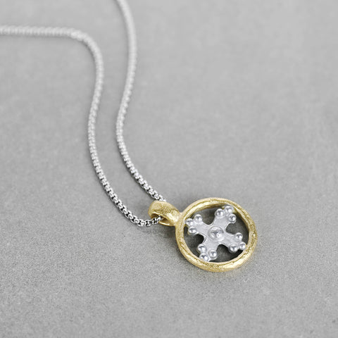 Greek Cross Necklace - Silver x Gold