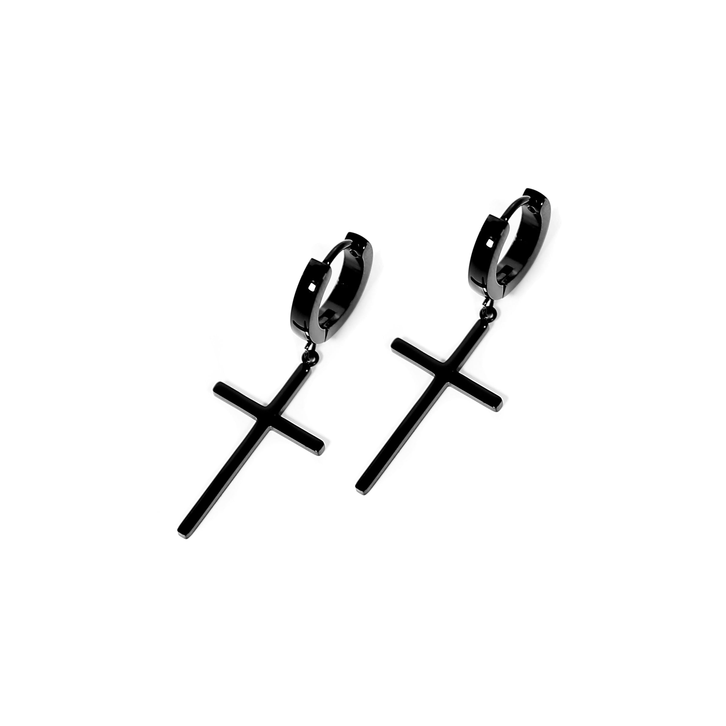Large Cross Earring - Black