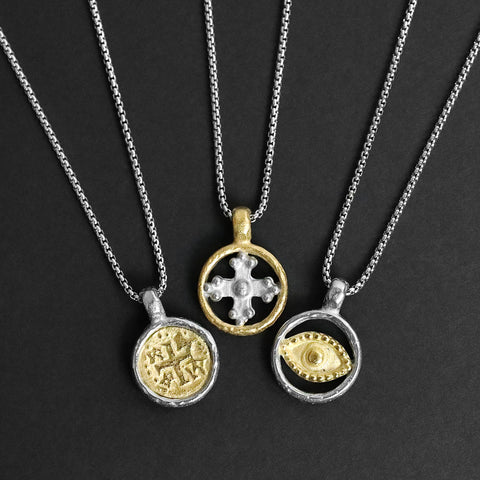 Greek Cross Necklace - Silver x Gold