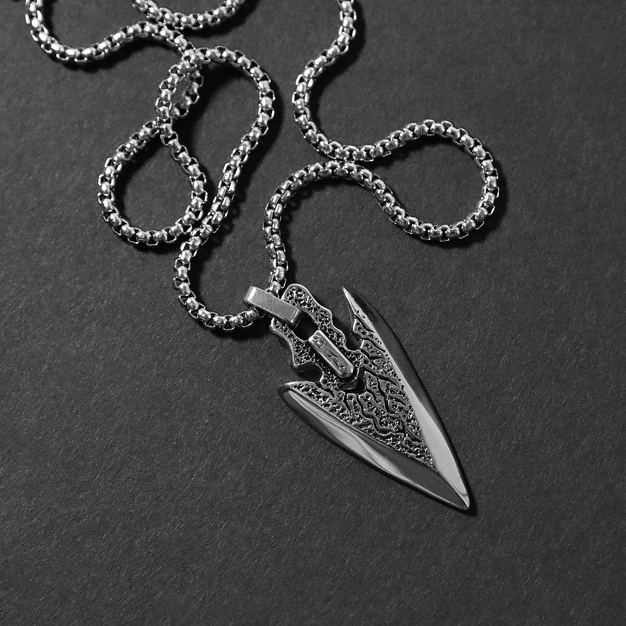 Women's Stainless Steel Brushed Small Arrowhead Necklace, 22 Inch - Black  Bow Jewelry Company