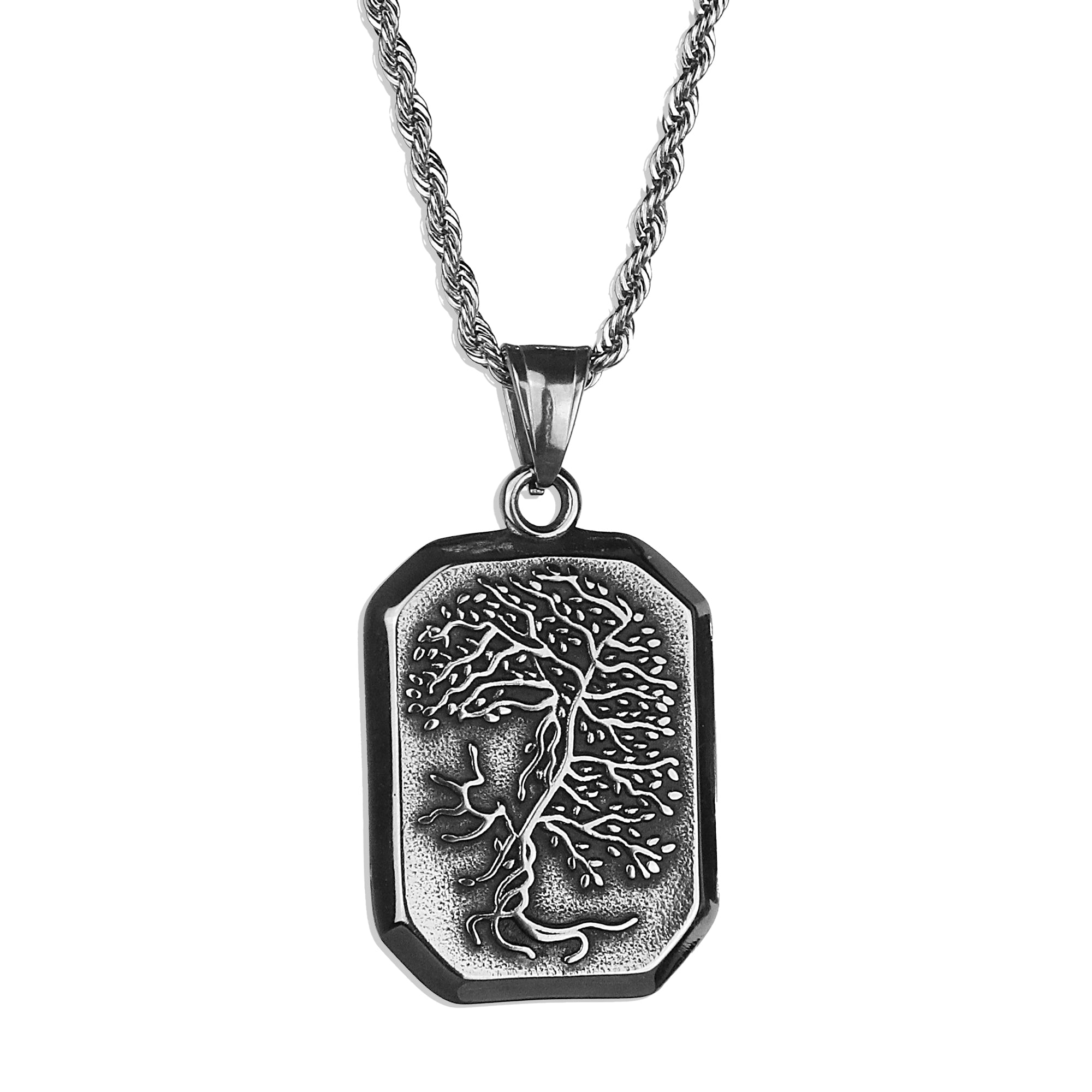 Tree Of Life Tag Necklace - Silver