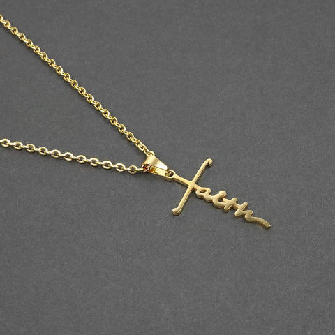 Faith Cross Necklace - Gold