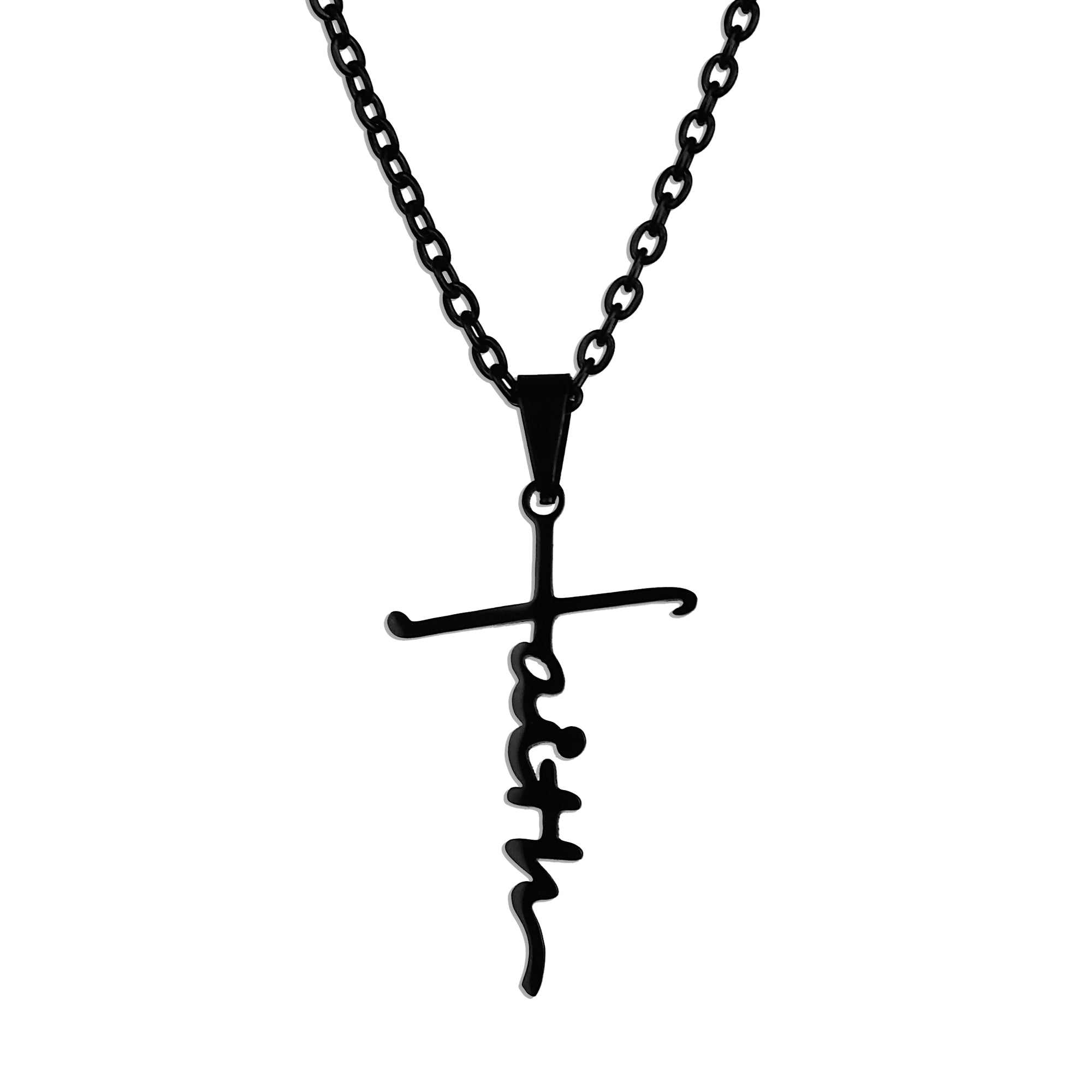Faith Cross Necklace - Black