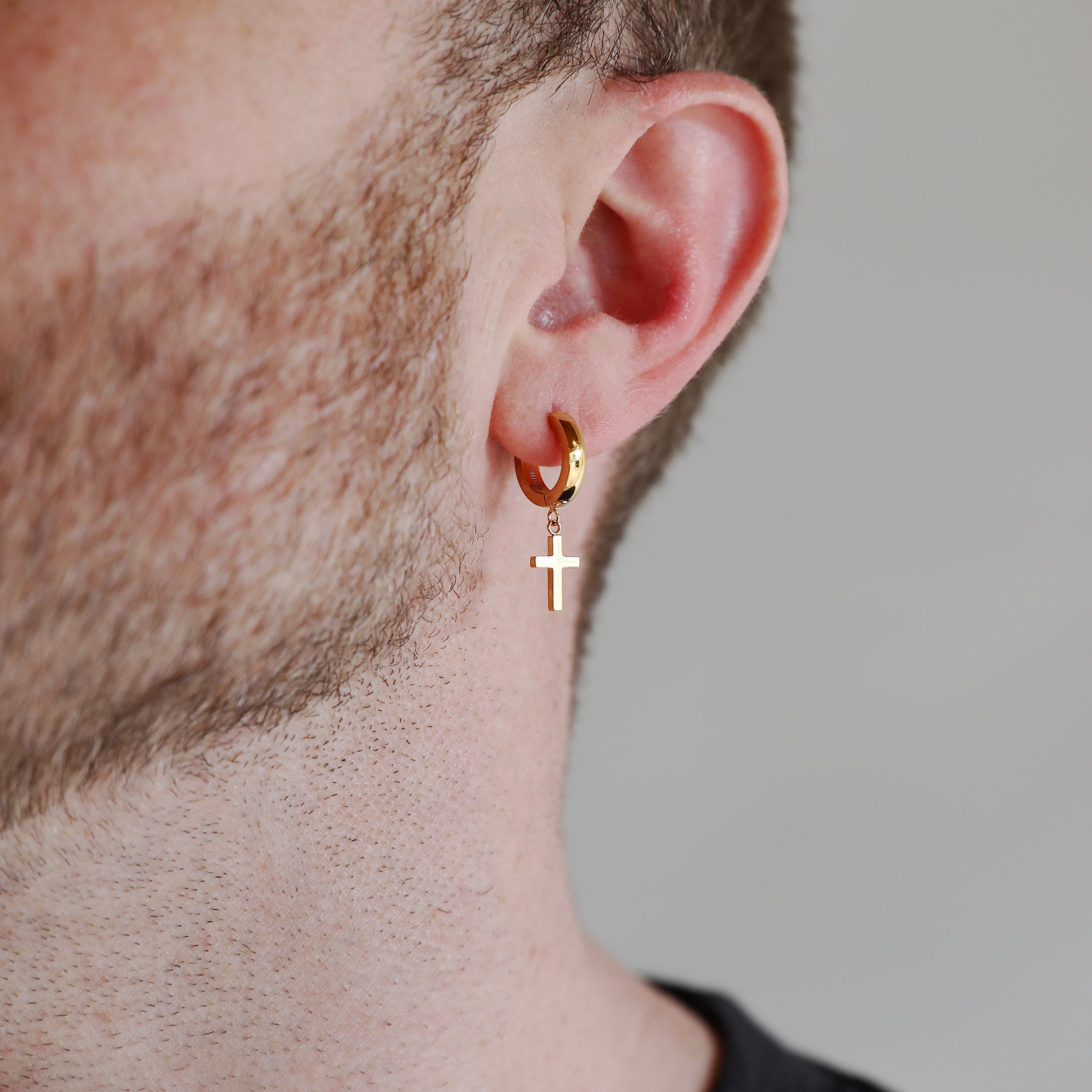 Modern Cross Earring - Gold