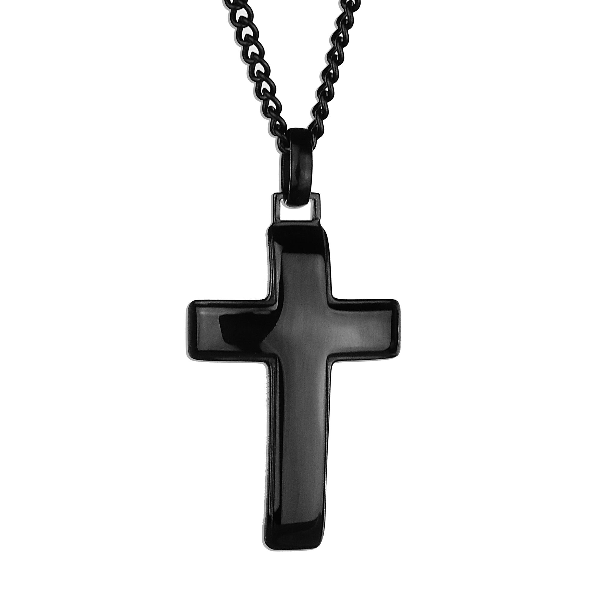 Sleek Cross Necklace - Black