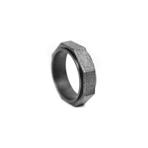 Octagon Band - Aged Silver