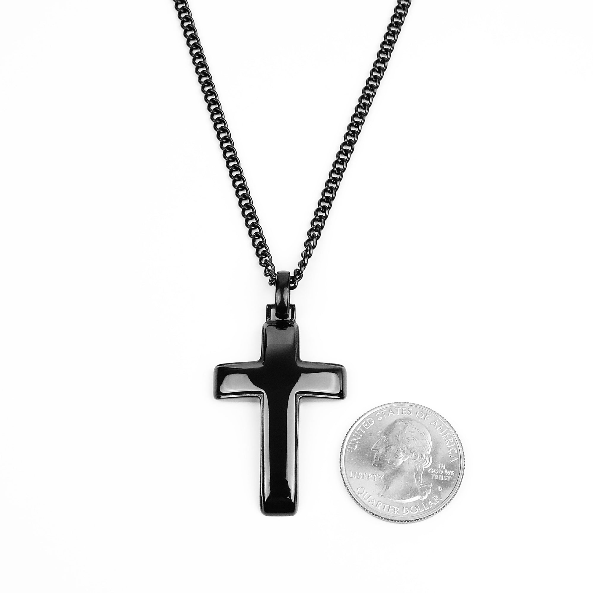 Sleek Cross Necklace - Black