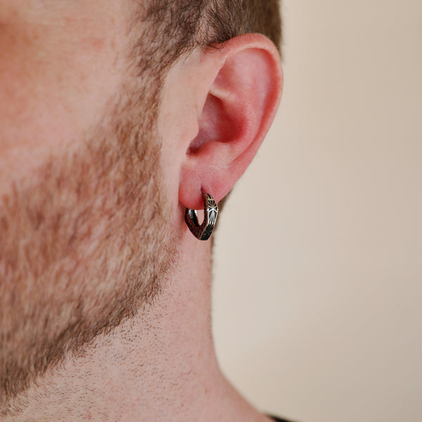 Geo Hoop Earring - Silver