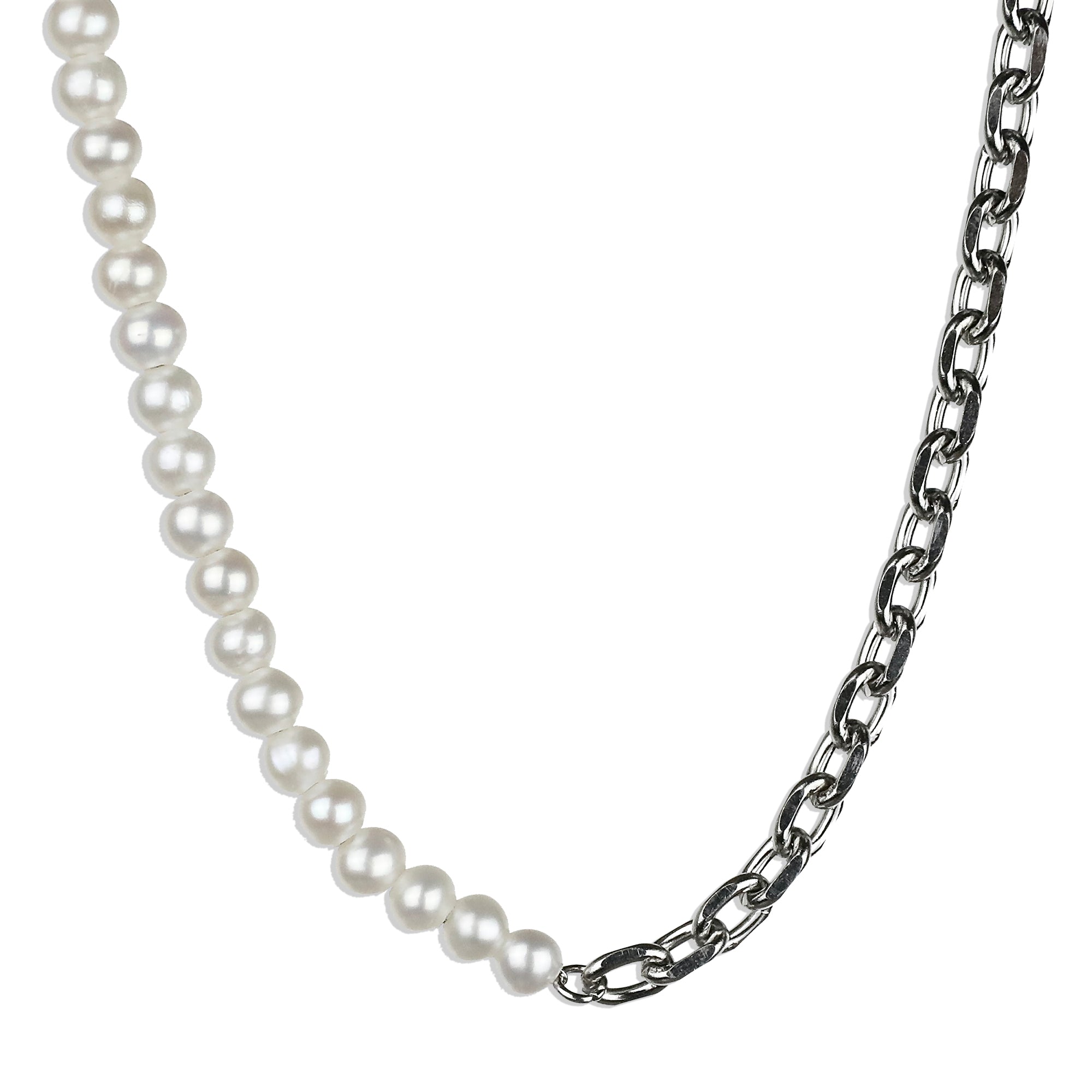 Hybrid Modern Pearl Necklace - Pearl x Silver