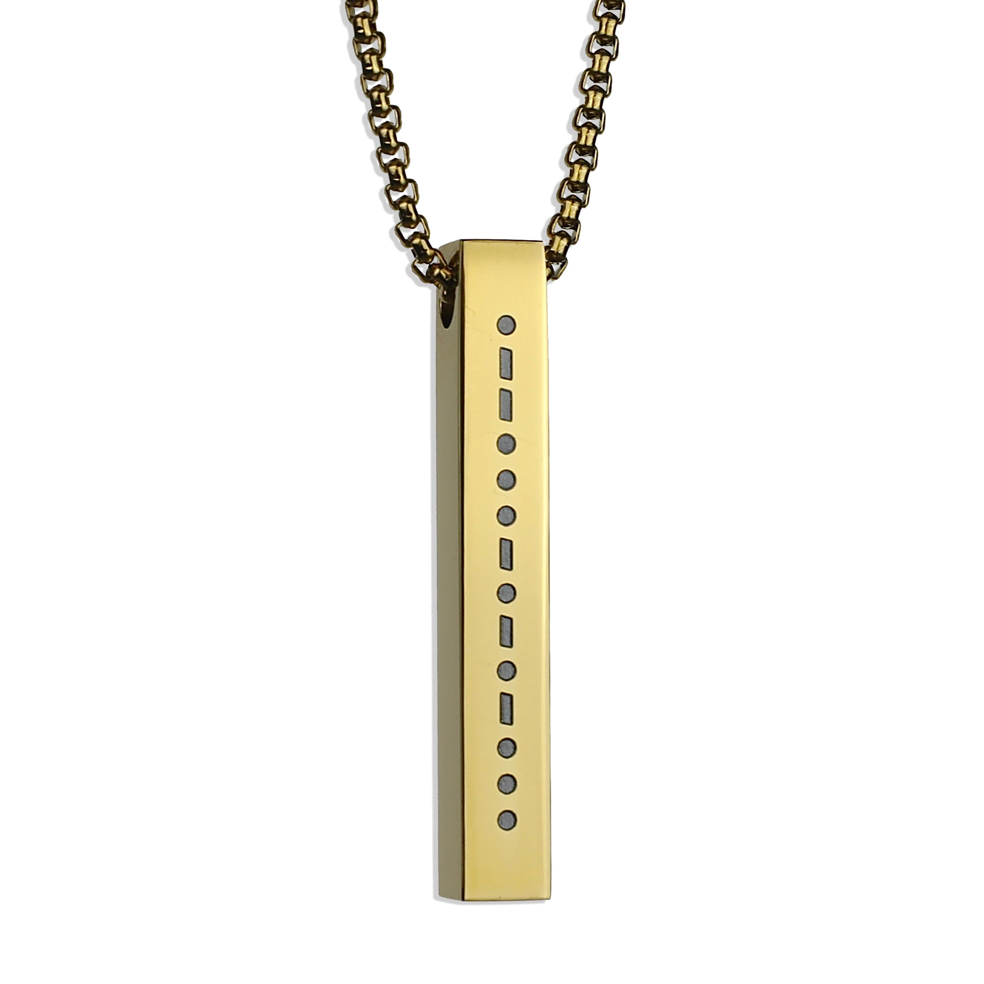 Morse Code Bar Pendant Necklace - Gold 6mm