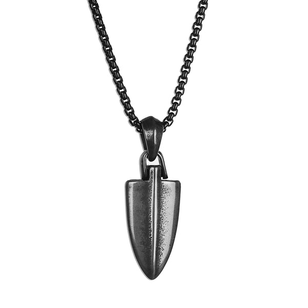 Small Spear Necklace - Aged Silver x Black