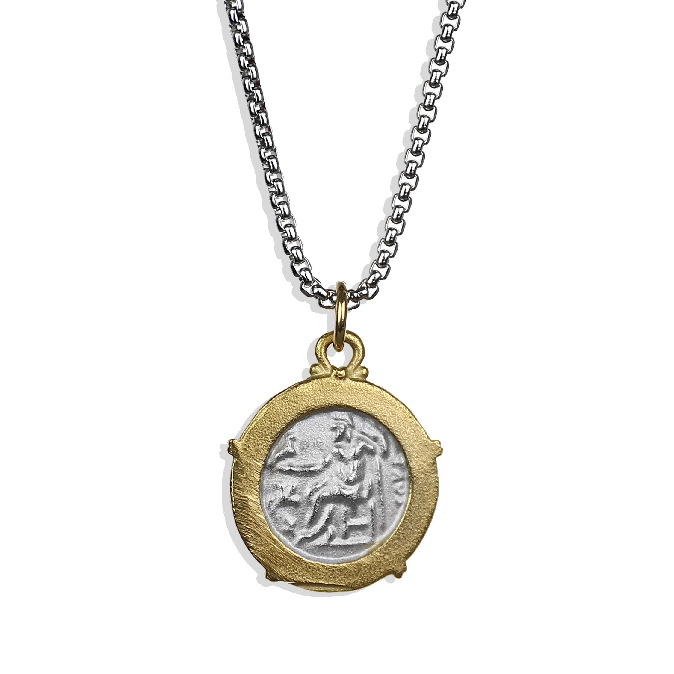 Alexander The Great Coin Necklace - Silver x Gold