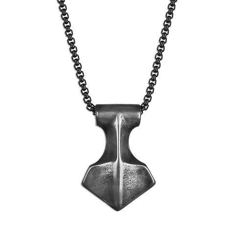 Viking Axe Necklace - Aged Silver x Black