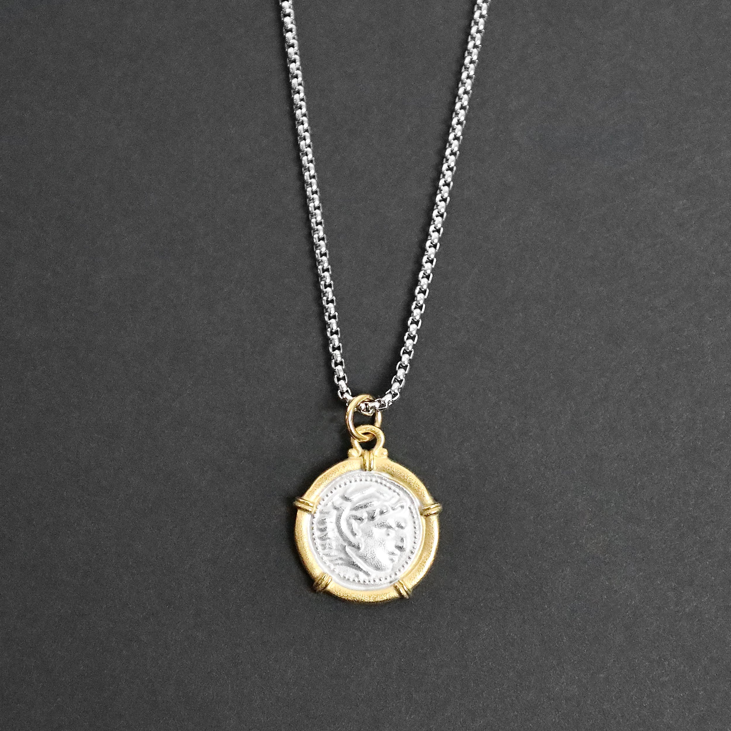 Alexander The Great Coin Necklace - Silver x Gold